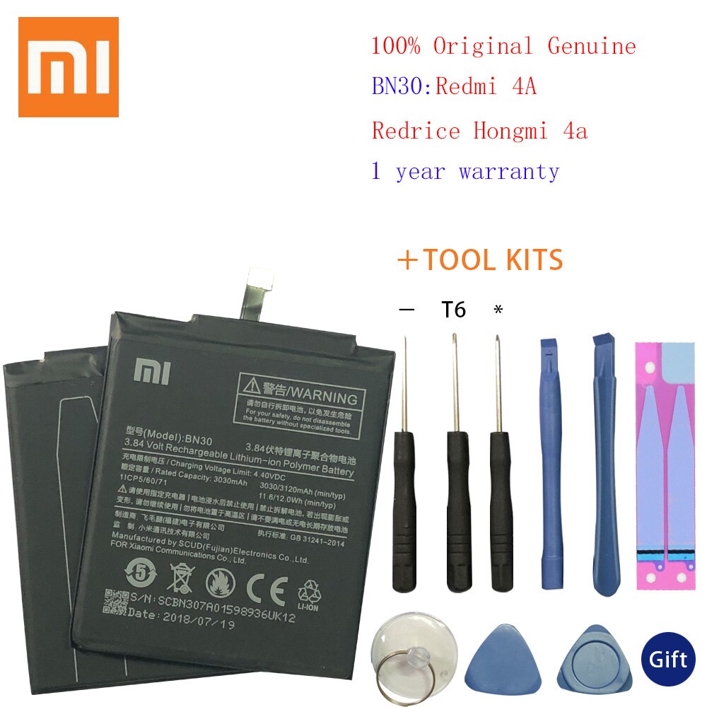 XiaoMi Original Replacement Battery For Xiaomi Note 3 4 4X 5 5A Pro Mi5 Mi 5X MI5S Redmi 3 3S 3X 4X 4A 5A 3 pro 5 Plus Batterie: BN30 For Redmi 4A