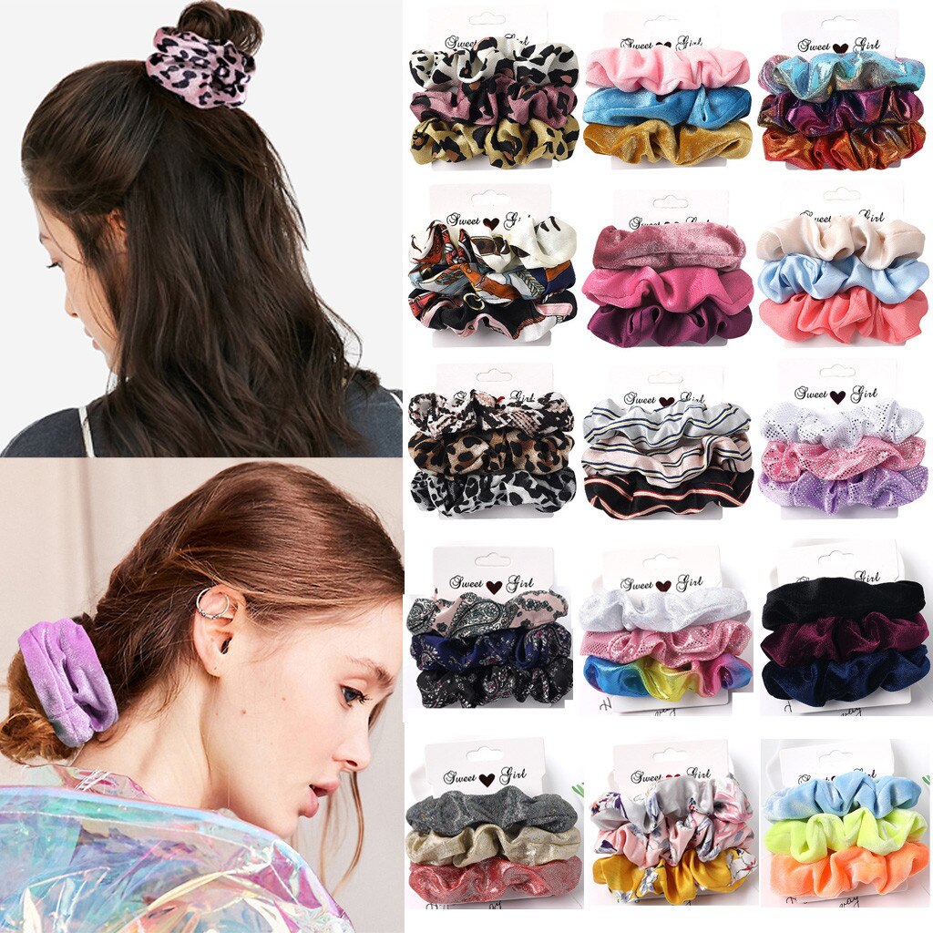 Donne Della Stampa di Modo Anello Elastico Dei Capelli Del Cerchio Dei Capelli Della Fascia 3 Ps Imballaggio Accessori per Capelli Coda di Cavallo Titolare Copricapi Sport Hairband