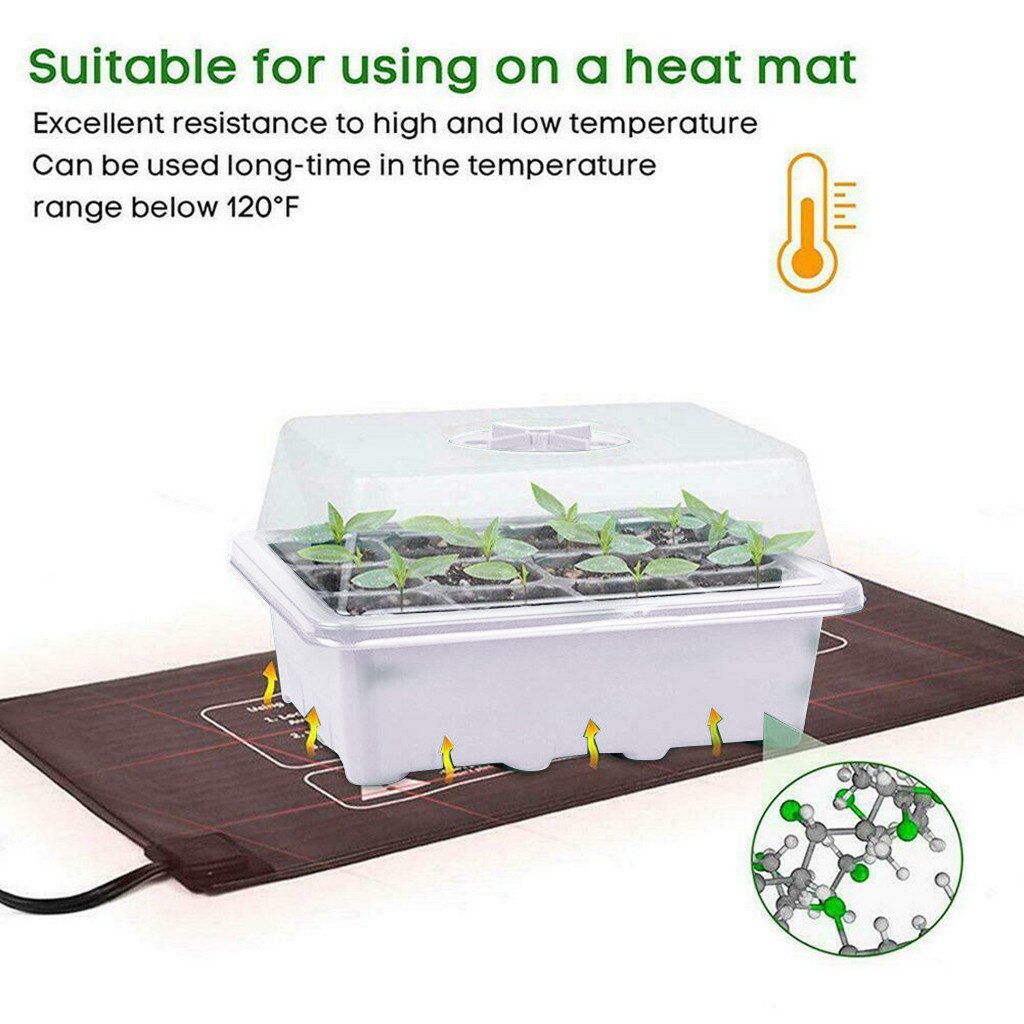 12 holes Planting Seed Tray Kit Plant Germination Box with Dome and Base Garden Grow Box Gardening Flower Pot For Seedlings