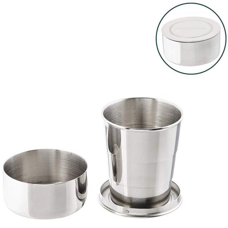 1PC Rvs Inklapbare Cup met Beschermende Cap Draagbare Outdoor Reizen Camping Vouwen Cup Kleine Metalen Telescopische Cup