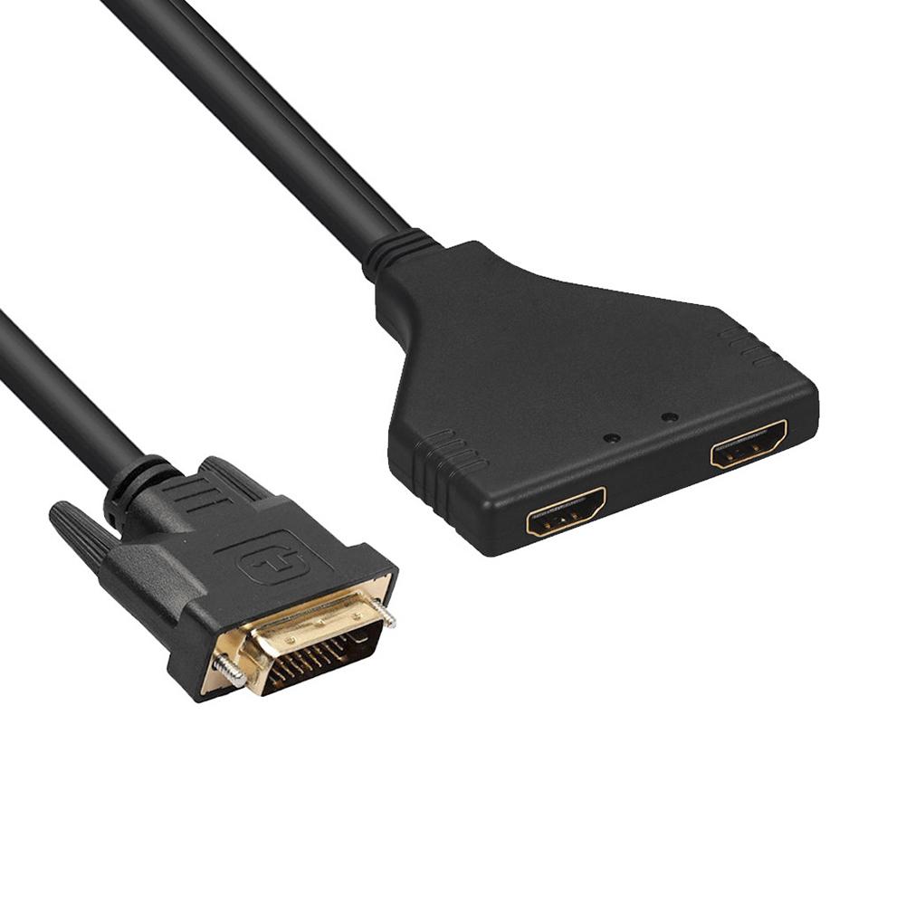 Neue DVI Zu 2 HDMI Splitter Kabel Männlich Zu Weiblich Adapter Unterstützung Für 480i 480p 720p 1080i 1080p HD Anschlüsse DVI HDMI Konverter