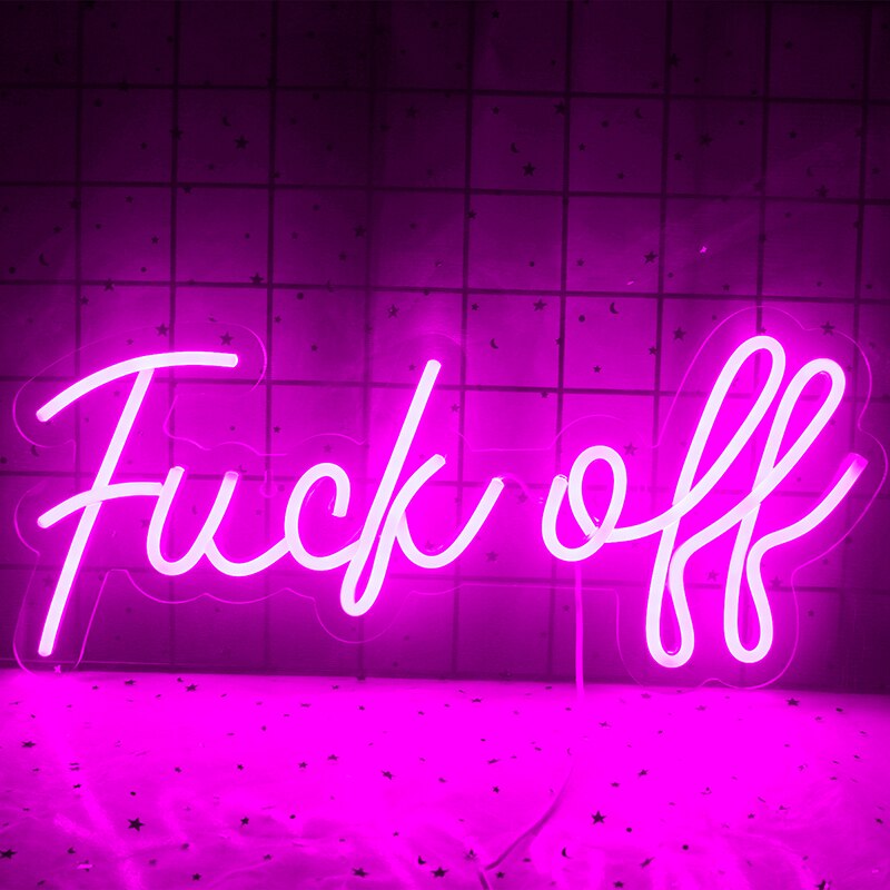Wanxing Neon Led Neon Sign Licht Super Cool Woorden Grappig Neon Lamp Muur Opknoping Acryl Nachtverlichting Straat Kamer Home bar Decor: pink fuck off