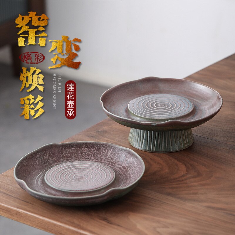 Porcelænsovn forvandlet til lotus grydelap håndlavet japansk retro vand kedelpude grydeskive lille tebord