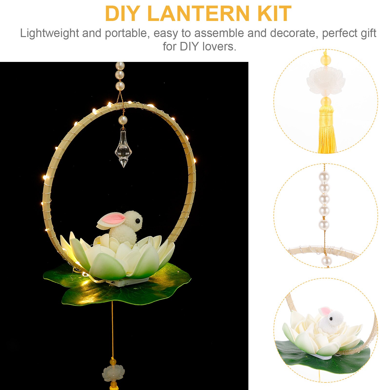1 Set Grappige Diy Lotus Lantaarn Kit Diy Lantaarn Materiaal Nieuwjaar Diy Lantaarn