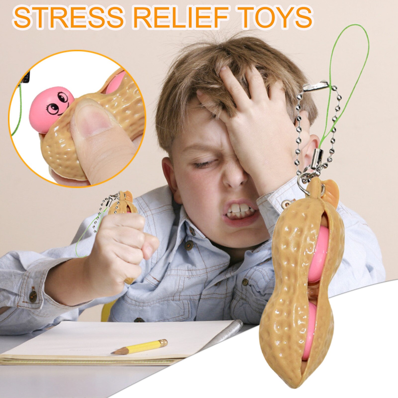 1/3/5Pcs Stress Relief Speelgoed Stress Reliever Grappig Squeeze Verlichten Sleutelhanger Speelgoed En Hobby