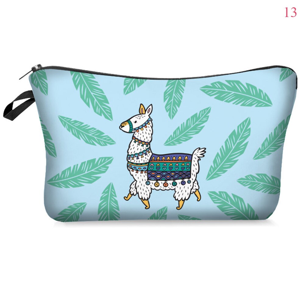 Saco cosmético à prova dwaterproof água impressão folha de alpaca saco de toalete para viagens organizador maquiagem beleza bolsa feminina zíper bolsa: 13