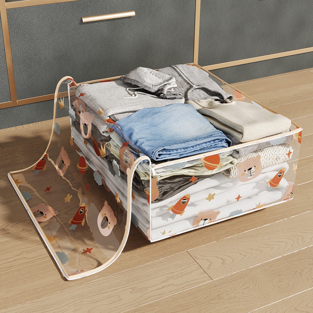 Caja de almacenamiento para parte inferior de cama, colcha de ropa plegable gruesa, bolsa de almacenamiento organizadora de artículos diversos para juguetes y polvo para el hogar