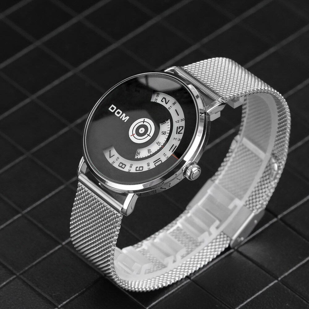 Reloj DOM para hombre, relojes deportivos casuales de superior para hombre, correa de malla de lujo, reloj de pulsera para hombre, reloj de pulsera resistente al agua a la , M-1303