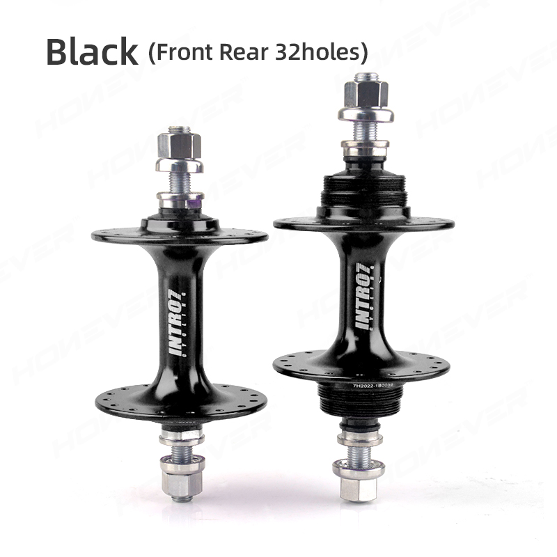 INTRO7 Bicycle Fixed Gear Hubs Front Rear 20H 24H 32 Holes Lightweight Sealed Bearing Fixie Bike Track Hub Bicycle Parts: Black 32 32