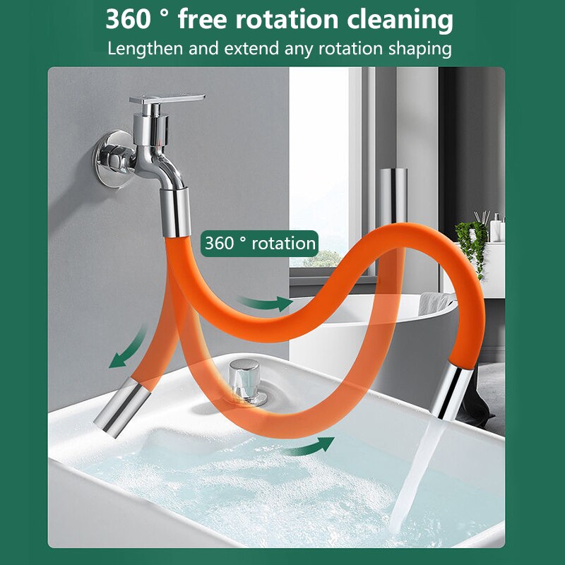 360° Rotation Faucet Extension Extender Bathroom Balcony Bathroom Faucet Extender Splash-proof Spout Artifact Universal