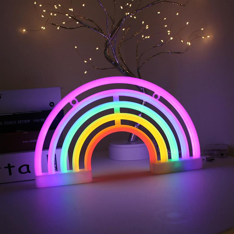Cute Rainbow Neon Sign LED Rainbow Light Lamp LED Neon Light Warm White Wall Art Sign Lights Bedroom Decoration Party Decor