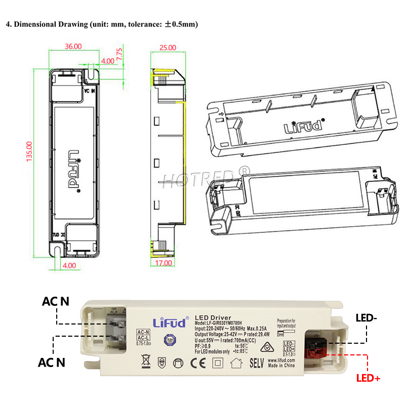 LiFud LED pilote GIRxxxYM YS 8W 30W 40W 50W 60W sans scintillement LED transformateur 350mA 600mA 900mA 1000mA 1200mA 1300mA 1400mA 1500mA