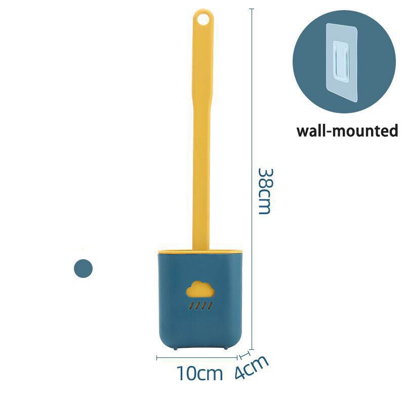 Silicone Toilet Brush Holder Head Flexible Soft Bristles Brushs Cleaning Brush Set Toilet Cleaning Bathroom Accessory