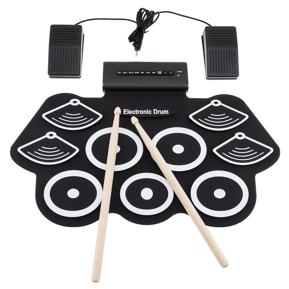 9 Pads Usb Dc 5V Elektronische Roll Up Thicken Silicone Drum Elektrische Drum Kit Met Drumsticks En Sustainpedaal
