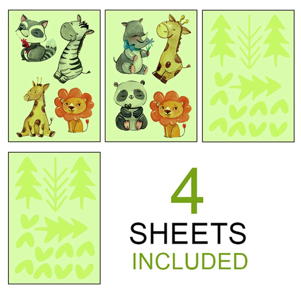 Cartoon Bos Dier Lichtgevende Muurstickers Kinderen Fluorescerende Kids Slaapkamer Glow In The Dark Muur Decoratie Stickers 4 Stuks