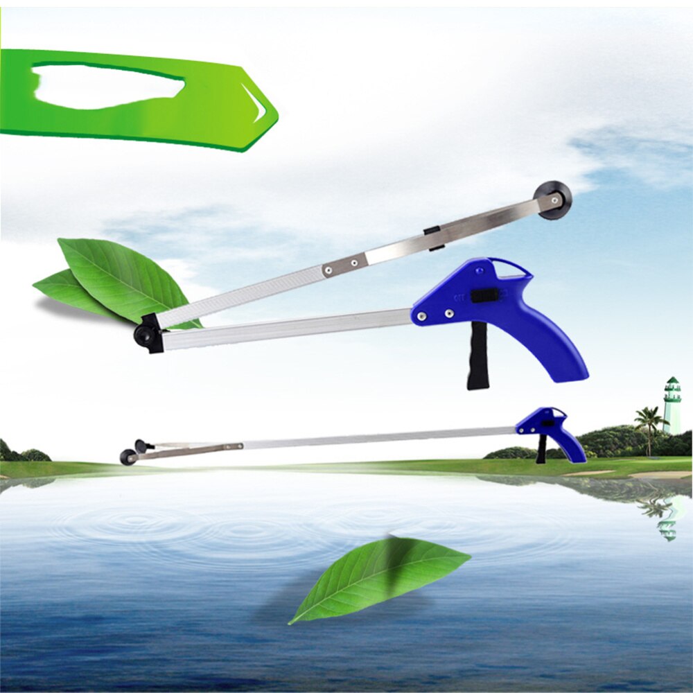 83cm Foldable Garbage Grabber Trash Picker Pick Gripper Reacher Tool (Blue)