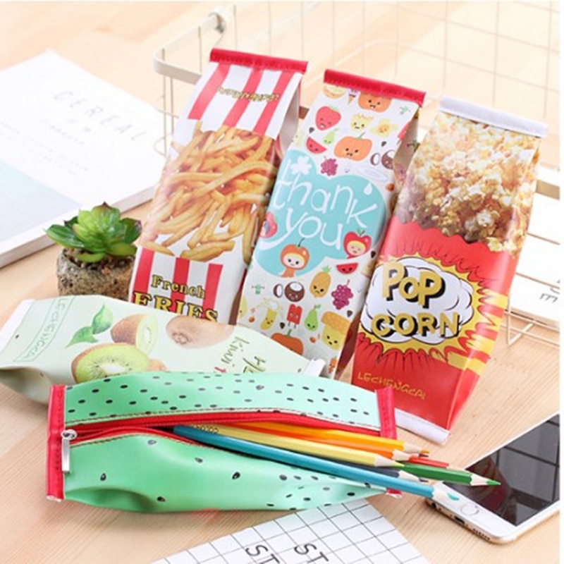 Schattige pu leren etui's watermeloen kiwi etui fruit kantoorbenodigdheden kassa schoolbenodigdheden kinderen