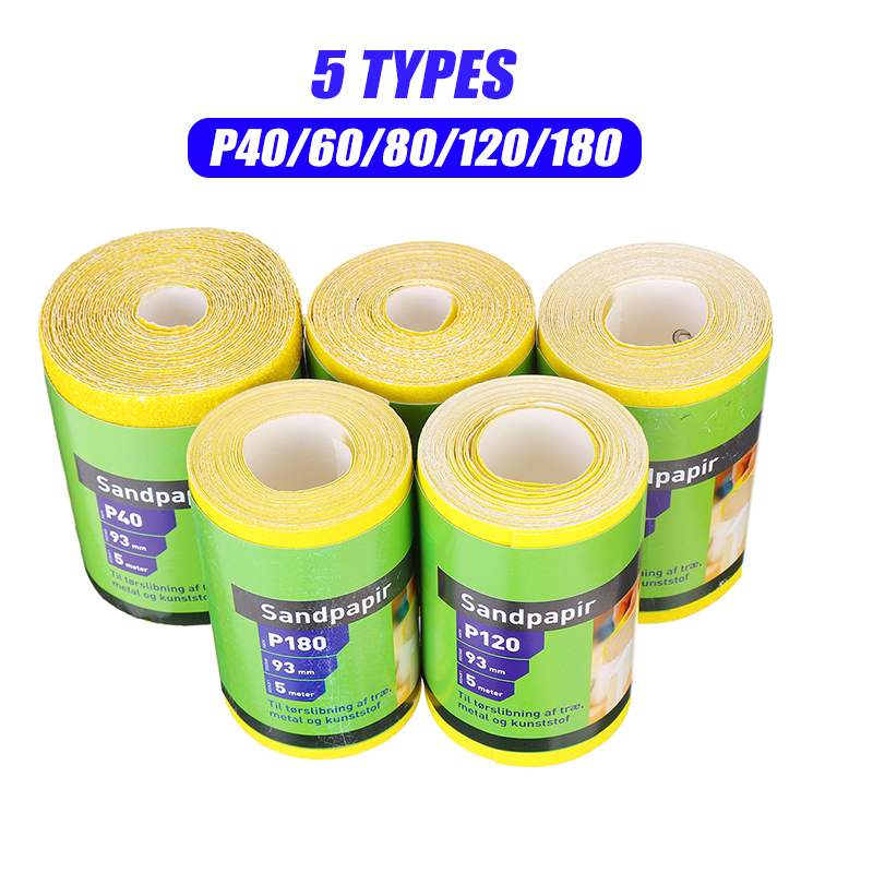 5m Aluminium Oxide Sandpaper Sanding Roll 40 60 80 120 180 Grit Sand Paper Roll Woodwork Metalwork Abrasive Tool: 5 roll