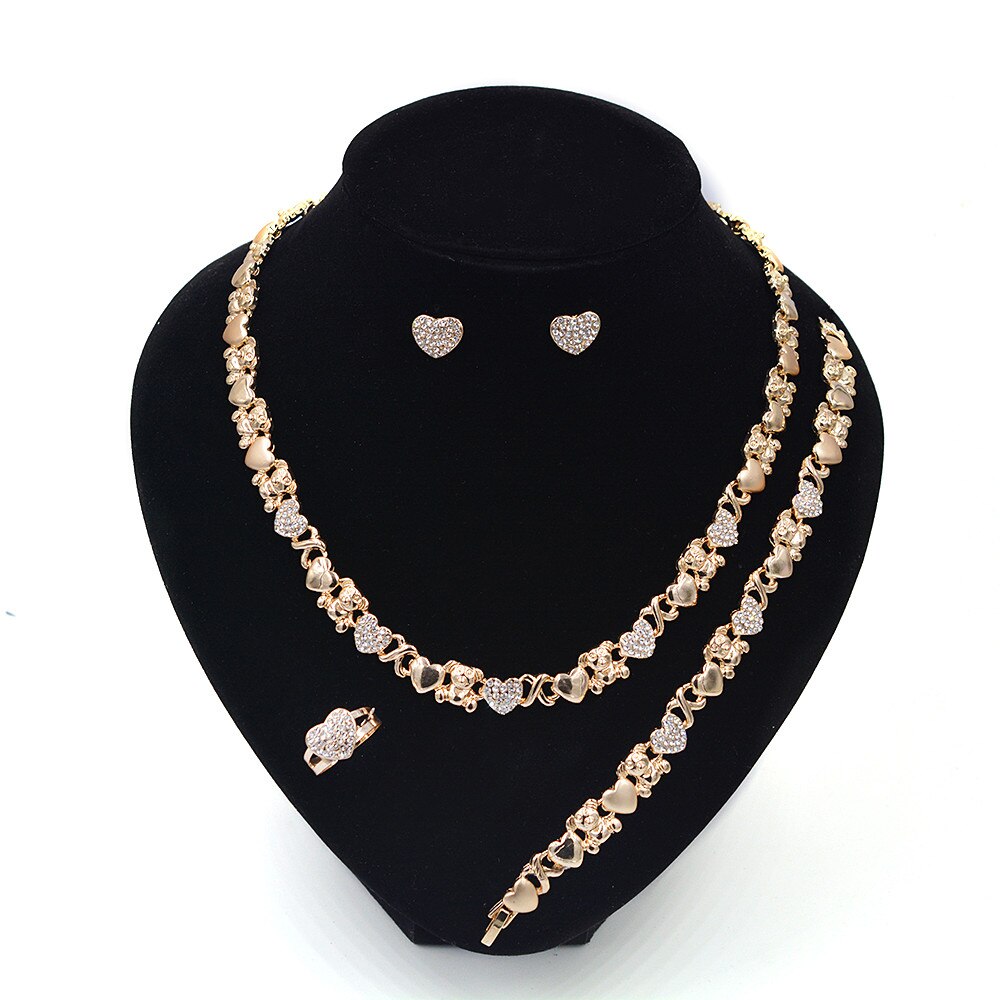 Hip hop smykkesæt til kvinder halskæde sæt bryllup smykker sæt øreringe xoxo halskæde armbånd: Stil 6