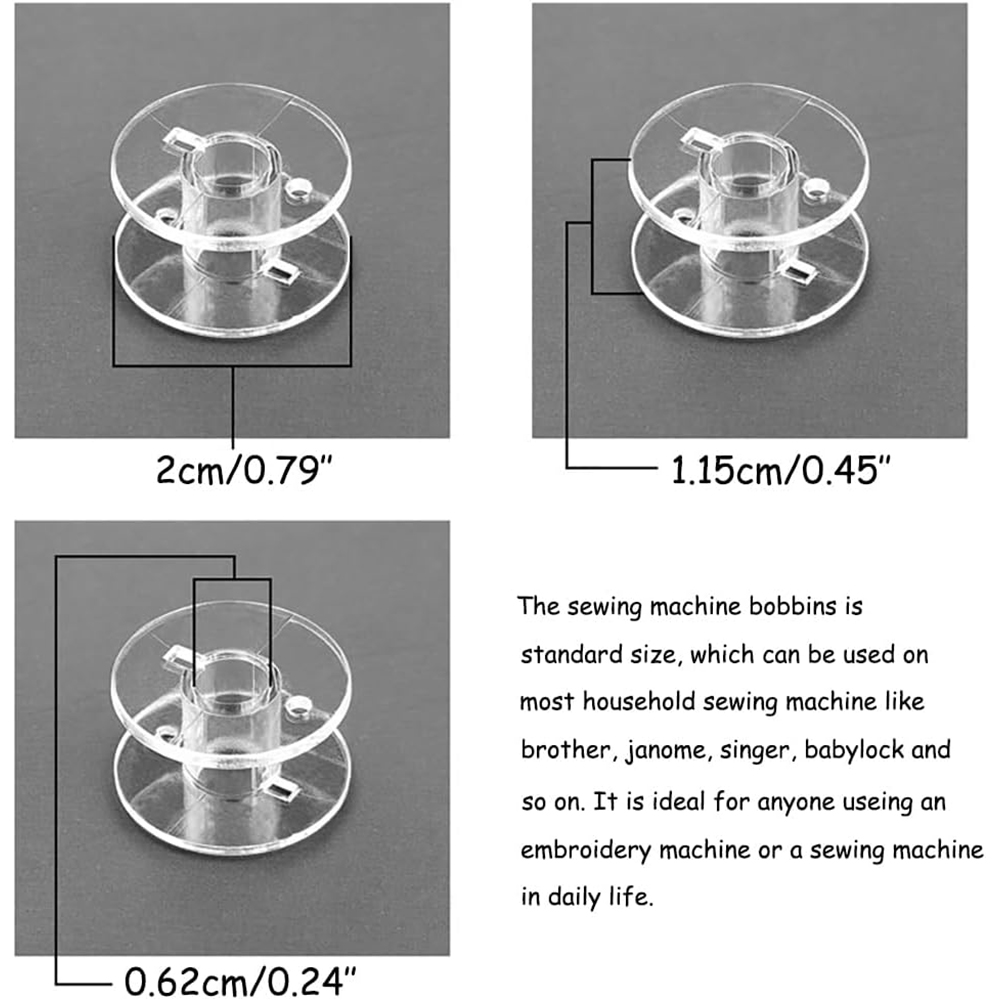 Bobines de Machine à coudre en plastique transparent SA156, bobine vide universelle pour accessoires de Machine à coudre Singer Brother