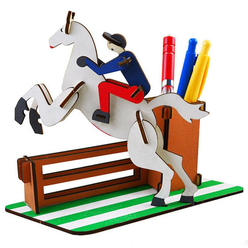 Houten Blokken Kinderen Vroege Educatief Speelgoed Diy Borstel Pot Handmatige Assemblage Model Bouw Speelgoed 3 Keuzes