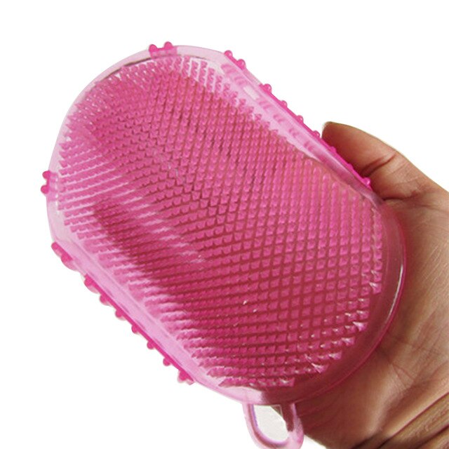 1Stck Weiche Silikon Massage Peeling Handschuhe Peeling Handschuhe Footbrush Für Peeling Körper Schlecht Pinsel für sterben Schlecht Körper Pinsel: rosa