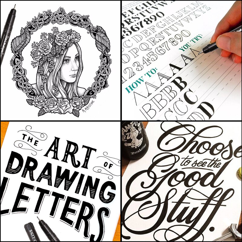 Premium 13Pcs Micron Naald Tekening Lijn Pen Hand Belettering Pennen Waterdicht Pigment Sketch Markers Pen Voor Art Supplies