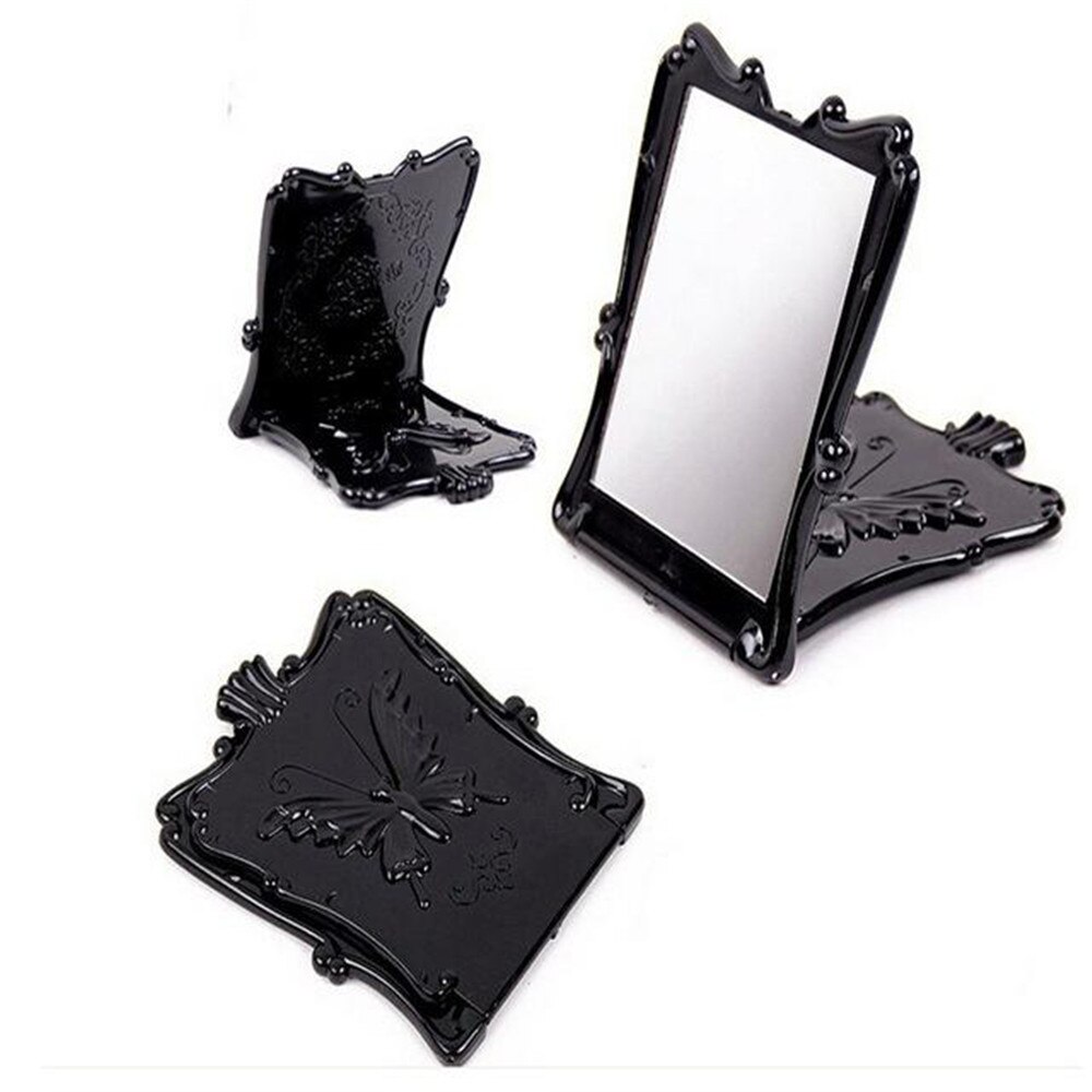 Vrouwen Draagbare Zwarte Vlinder Rose Cosmetische Zwarte Mode Compacte Spiegel Elegante Make Milieuvriendelijke Plastic Spiegel