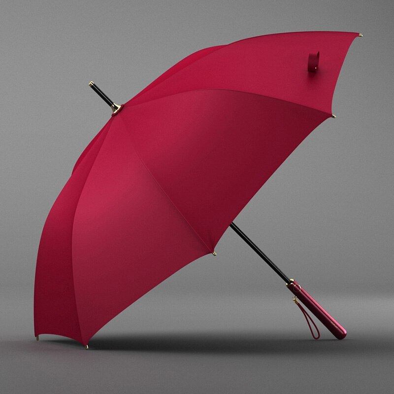 Umbrella Rain Women Long Handle Clear Big Umbrellas Semi-automatic Sun UV Parasol Umbrella 8K Windproof: Red