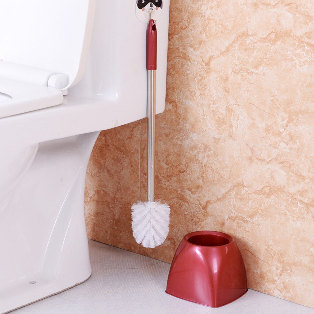 En Acier inoxydable à Long Manche Brosse de Toilette Ensemble Feuille Brosse Wc Set De Support Pour Toilettes Outils Propres Salle De Bain # p30