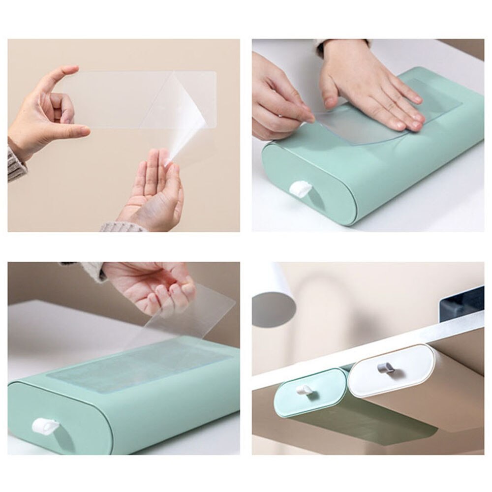 Under The Desk Storage Box Invisible Drawer Paste Office Desk Bottom Finishing Box Dormitory Desktop Stationery Box Cosmetic Box