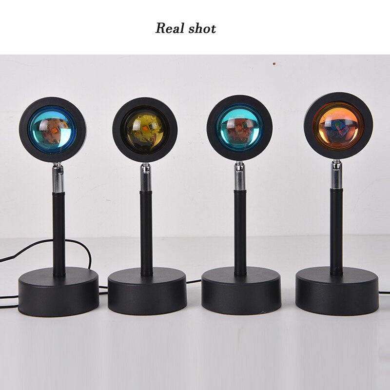 Sunset Rainbow Projector Night Lights Usb Led Table Lamp Projection Led Lamps Bedroom Coffee Wall Decoration Atmosphere Light
