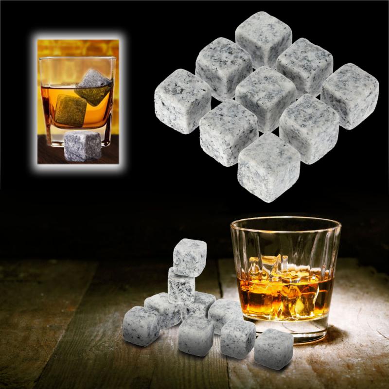 9 Pcs Ice Stenen Whisky Stenen Natuurlijke Whisky Stenen Cooler Cubes Whisky Rocks Graniet Pouch Bar Ijs Wijn Steen