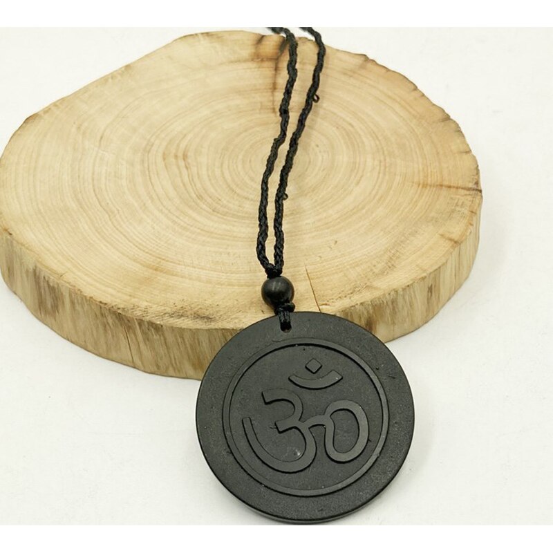 Russische Natuurlijke Authentieke Shungite Hanger Steen Emf Neutraliserend Shungite Ketting Sieraden Anti Stralingsbescherming 5G Blocker: OM