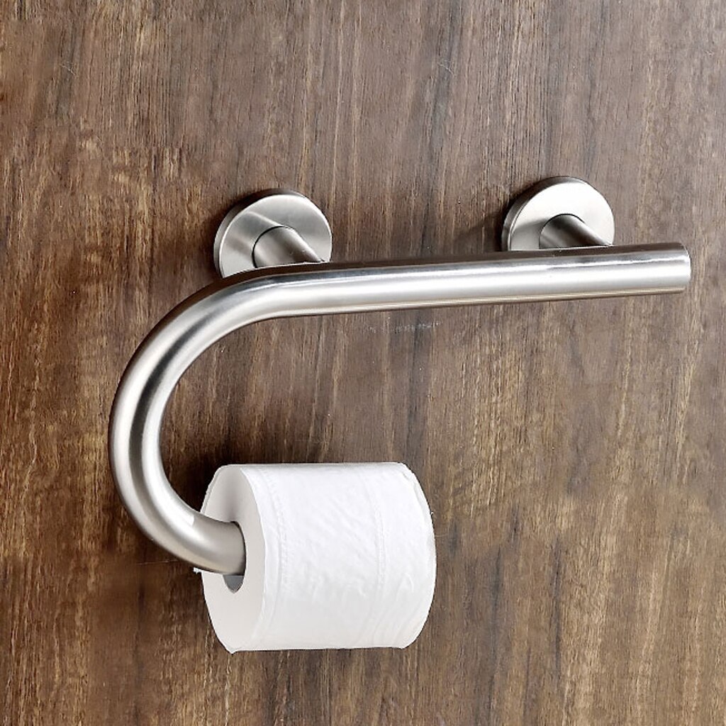 Safety Stainless Steel Rail Handle Bathroom Toilet Paper Holder with Grab Bar