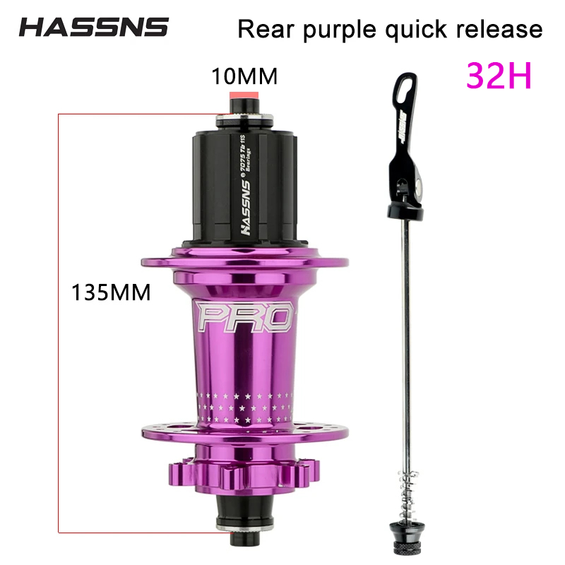 HASSNS PRO7 MTB 36H Hub 32 36 Holes Bearing Bike Freehub Rear Hub Quick Release 32H Four Palin 7 8 9 10 11 12 Speed 6 Pawl Hubs: light green