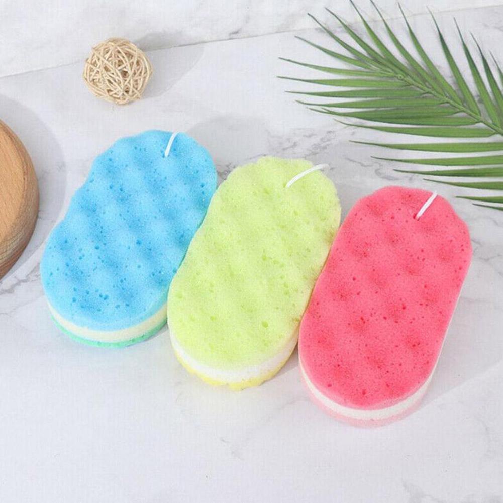 Drie-Layer Wave Bad Spons Borstel Huid Schoon Massage Cleaning Douche Borstels Kids Volwassenen Foam Schrobben Handdoek Touw houder