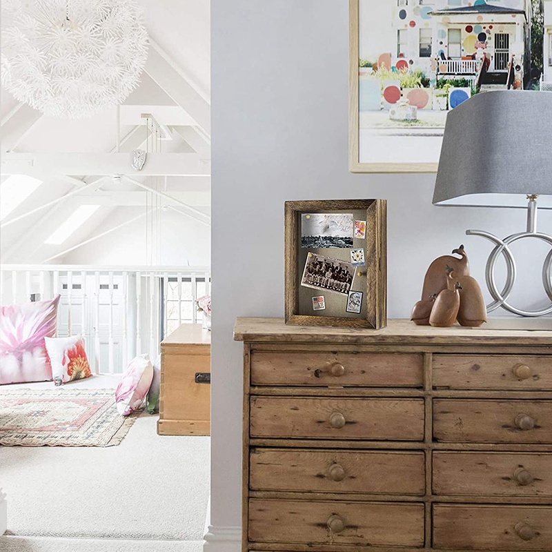 Shadow Box Frame 8X10 Shadow Box Display Case with Linen Back Memorabilia Awards Medals Photos Memory Box Carbonized