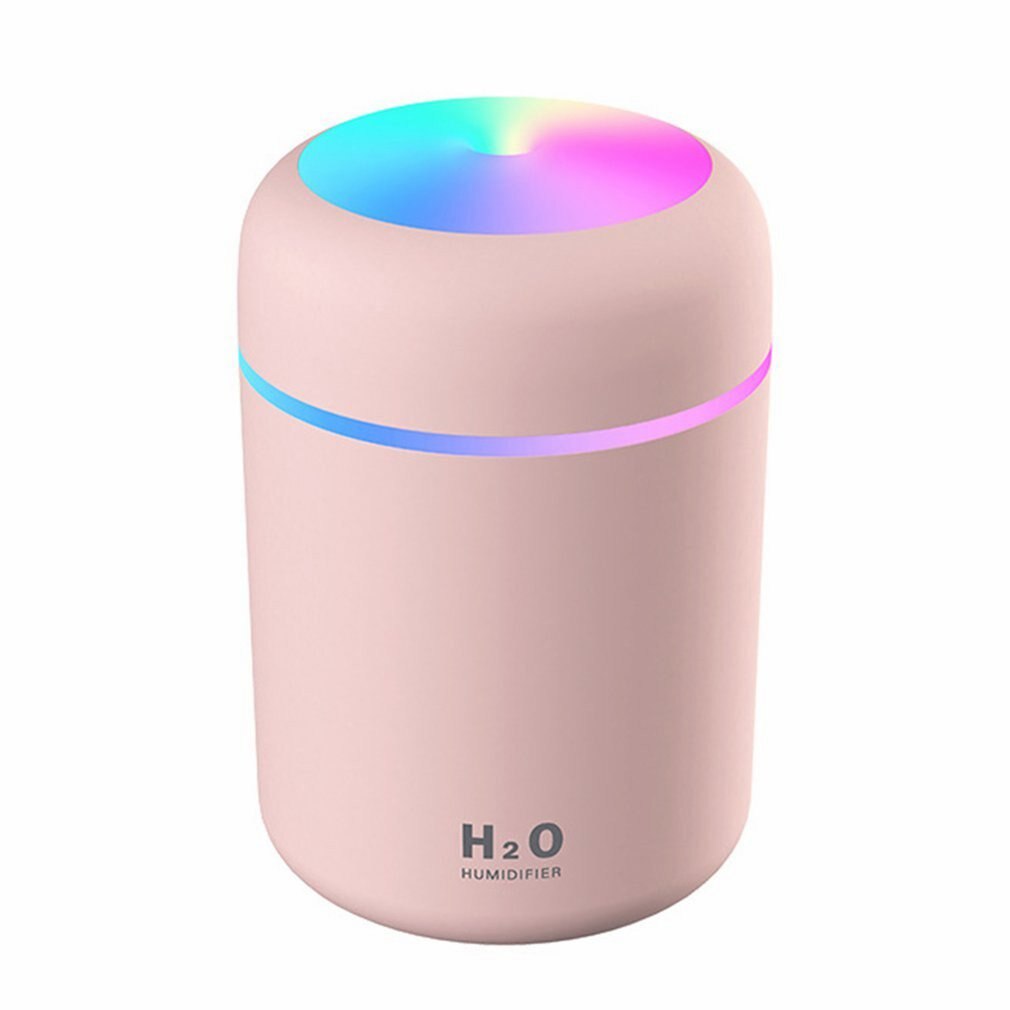 Mini Humidifier Bedroom Office Living Room Portable Low Noise Diffuser Atmosphere Light Mist Sprayer Humidifier: pink