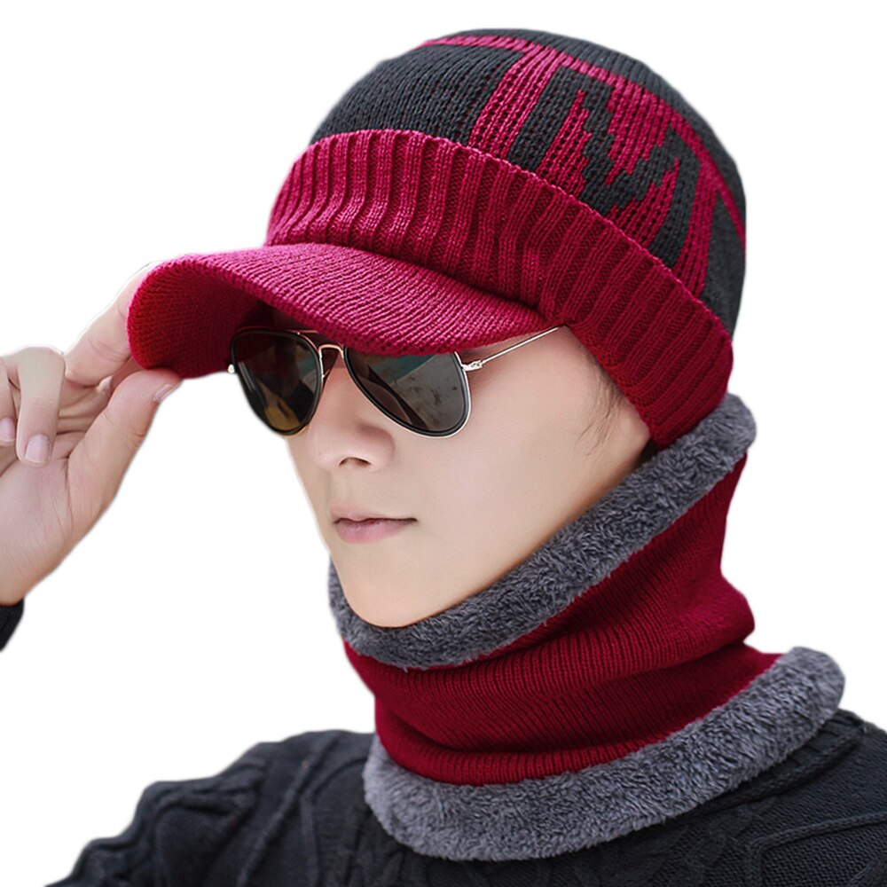 Classic Men Cycling Bike Wear Hats Breathable Bicycle Caps Free Size Outdoor Sports Ski Warm Simple Visor Knitted Casual Hats: Type 2 Color 1