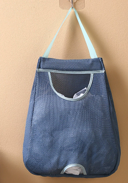 Soporte de bolsa de plástico, dispensador de bolsas de basura, bolsas de plástico para comestibles, soporte grande para bolsas de comestibles, almacenamiento colgante de malla transpirable: Amarillo claro