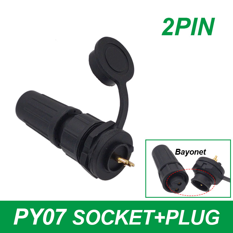Waterproof connector plastic plug socket IP67 PY07 Z108 butt connector 2pin 3pin 4pin 5pin 6pin 7pin 8pins: army green