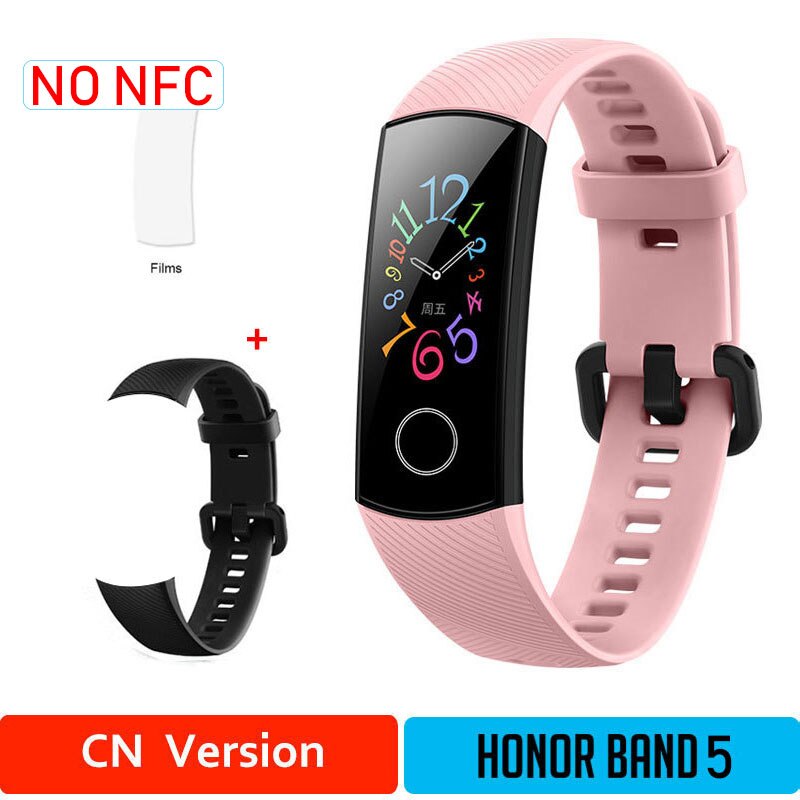 Onore Fascia 5 Nfc Wristband Intelligente di Ossigeno Nel Sangue Multipla Quadranti Attività di Frequenza Cardiaca Fitness Sonno Tracker Passometer Versione Globale: CNPink5moB