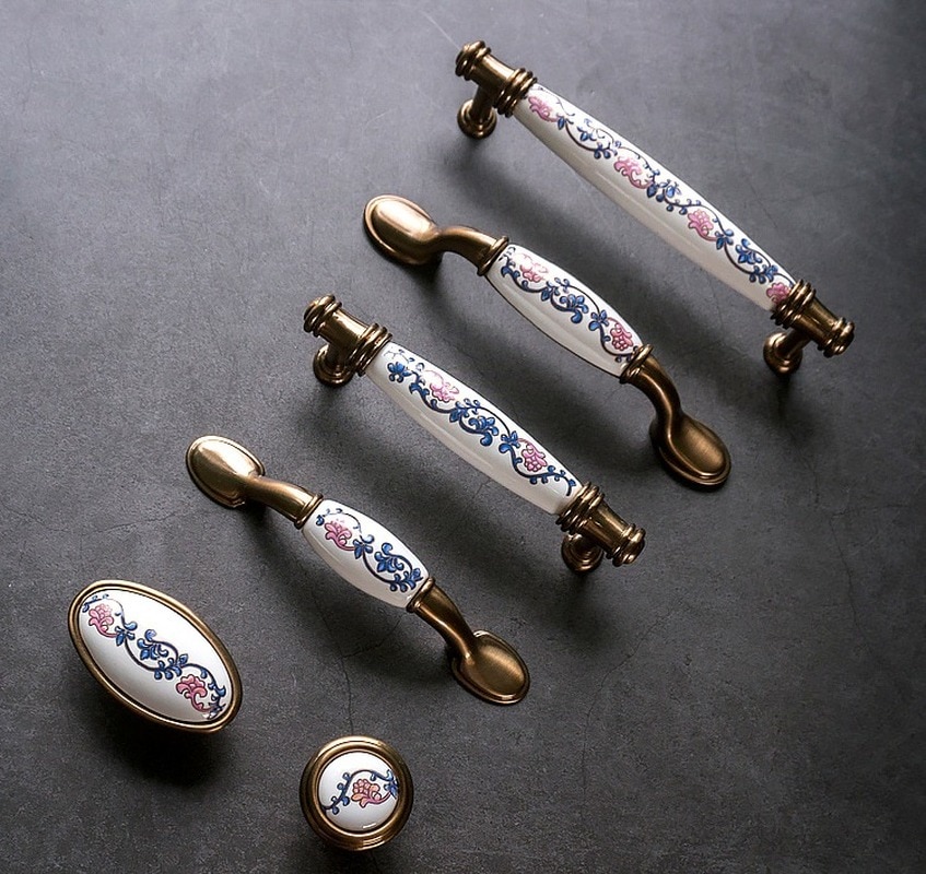 Chinese ceramic handle American retro cabinet door modern minimalist European style drawer cabinet wardrobe cabinet handle