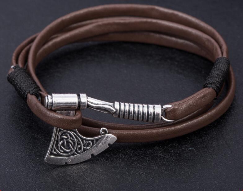 Stücke Wikinger Rune Nordischen Celtics Hammer Armbinde Leder wickeln Armbinde Armreif Für Männer handgefertigt Punk Amulett Talisman Schmuck