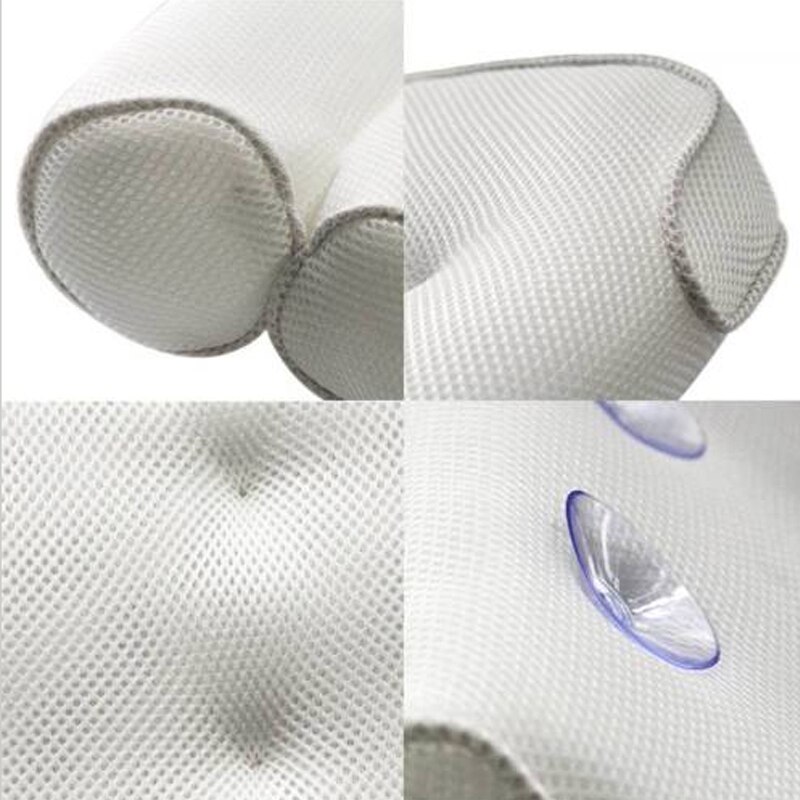 Andas spa kudde med 3d mesh spa nacke och ryggstöd med sugkoppar för badrumstillbehör för hemmet