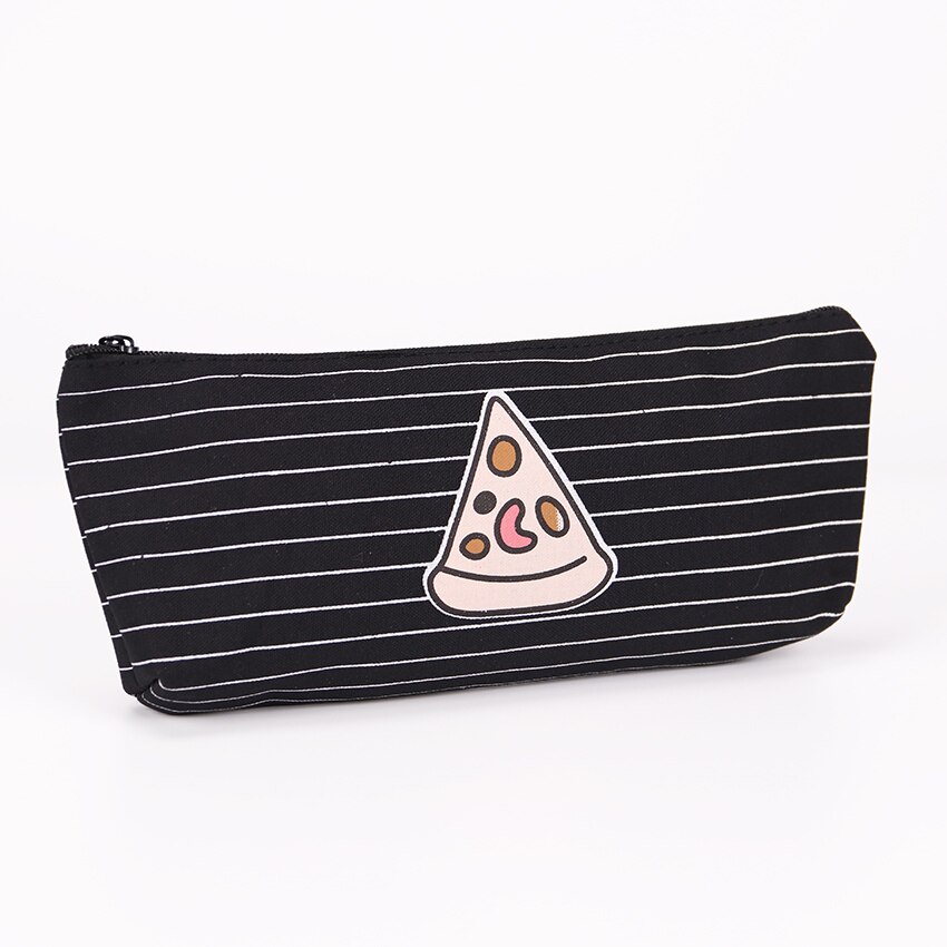 Creatieve Voedsel Pizza Fries Etui Canvas Potlood Tas voor Kids Leren Schoolbenodigdheden: Pizza