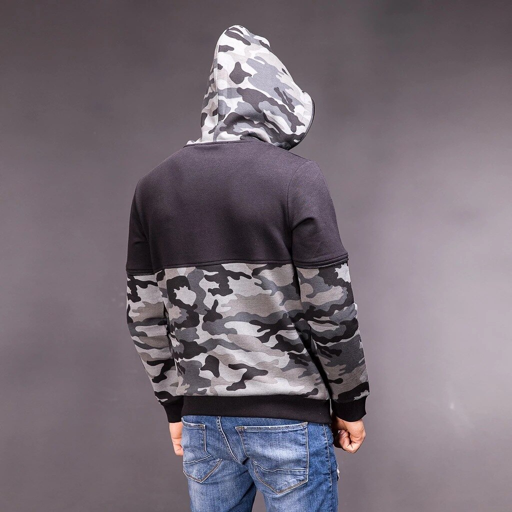 Fritids camouflage løse hættetrøjer mænd størrelse 3xl termel varm polyester tøj