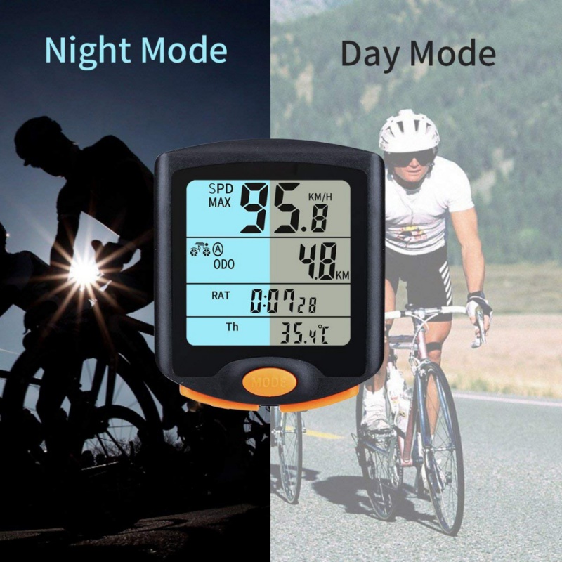 Cykel computer cykel speedometer cykel kilometertæller fart alarm stopur multifunktion vandtæt 4 linjers display lcd