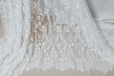 3 meter fransk high-end tøj øjenvipper blonder silke garn blonder diy bryllup slør kjole hjem tilbehør: Hvid 150cm
